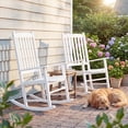 thumbnail image 1 of Devoko Outdoor Rocking Chair Set of 2, Solid Acacia Wood Patio Rocking Chairs with High Backrest, Porch Rocker for Patio Garden Balcony, White, 1 of 8