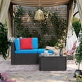 thumbnail image 1 of Devoko Outdoor Sectional Sofa PE Rattan Patio Furniture Sets with Cushions and Table,Blue, 1 of 9
