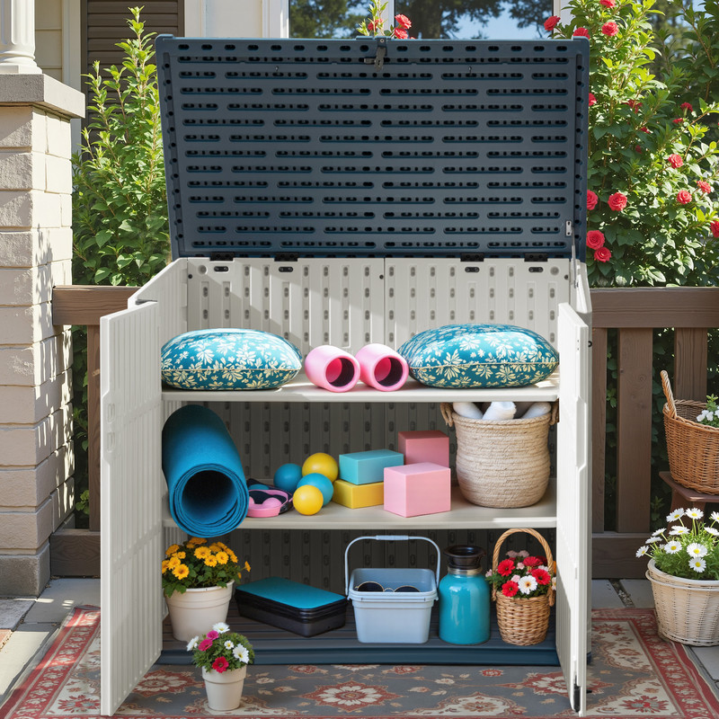 Devoko Outdoor Storage Shed Resin, 35 Cu.Ft Large Capacity Waterproof ...