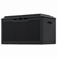 thumbnail image 1 of Devoko 105 Gallon Resin Deck Box Outdoor Lockable Storage Bench with Cushions Waterproof Storage Box,Black, 1 of 6