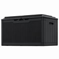 thumbnail image 1 of Devoko 105 Gallon Resin Deck Box Outdoor Lockable Storage Bench with Cushions Waterproof Storage Box,Black, 1 of 6