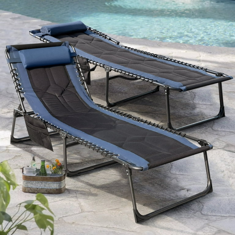 Devoko Outdoor Patio Metal Lounge Chairs, Adjustable Foldable