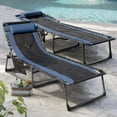 thumbnail image 1 of Devoko 1-Piece Patio Metal Lounge Chairs Folding Adjustable Chaise Chair with Side Bag, Blue, 1 of 7