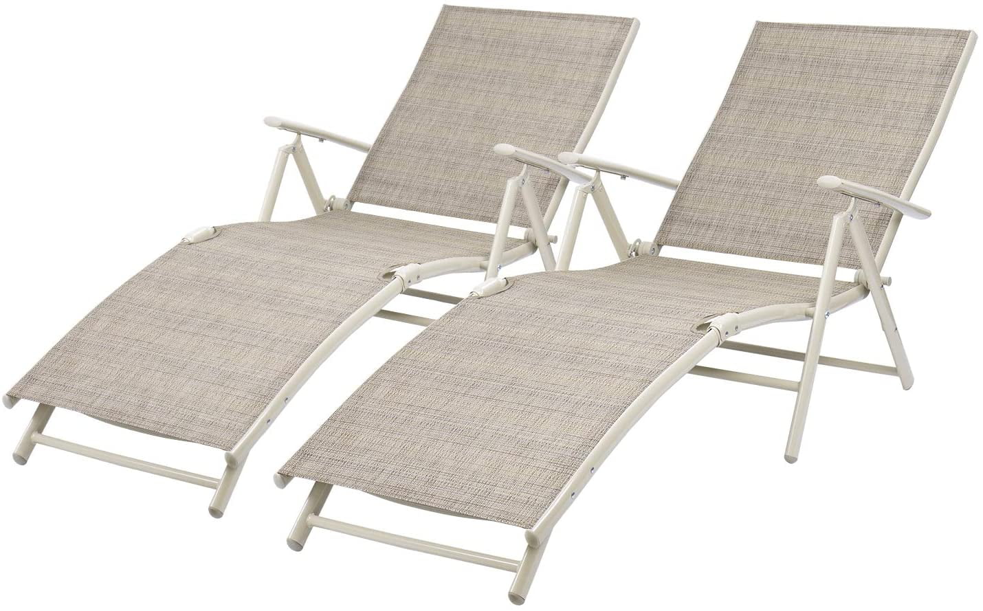 Devoko Patio Outdoor Chaise Lounge Chairs Pool Side Textilene Folding