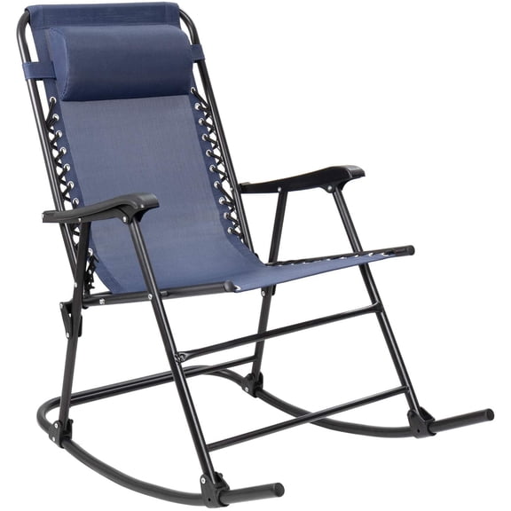 Vineego Zero Gravity Rocking Chair with Headrest Pillow Folding Recliner Foldable Lounge Chair, Blue