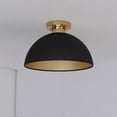 thumbnail image 1 of Devon 12.75-in W LED Compatible Matte Black and Gold Satin Brass Mid-Century Modern Semi Flush Mount Ceiling Light, 1 of 12