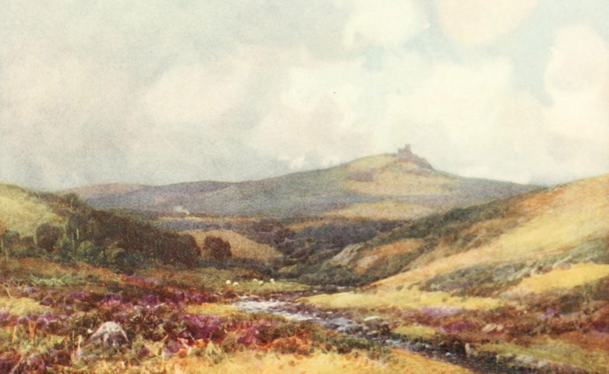 Devon 1913 Brent Tor from Lydford Moors Canvas Art - Frederick J Widgery (18 x 24)