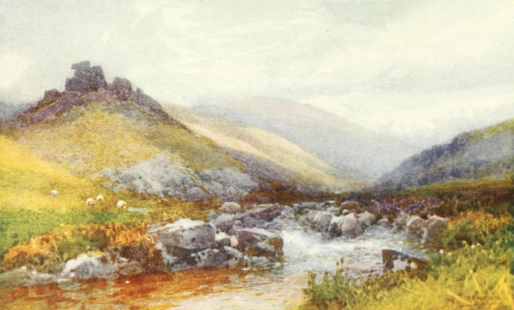 Devon 1913 Doone Valley Canvas Art - Frederick J Widgery (18 x 24)