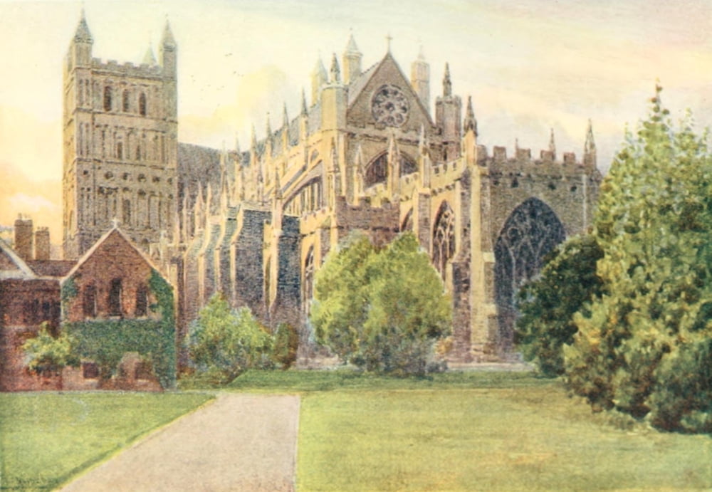 Devon 1913 Exeter Cathedral Canvas Art - Frederick J Widgery (18 x 24)