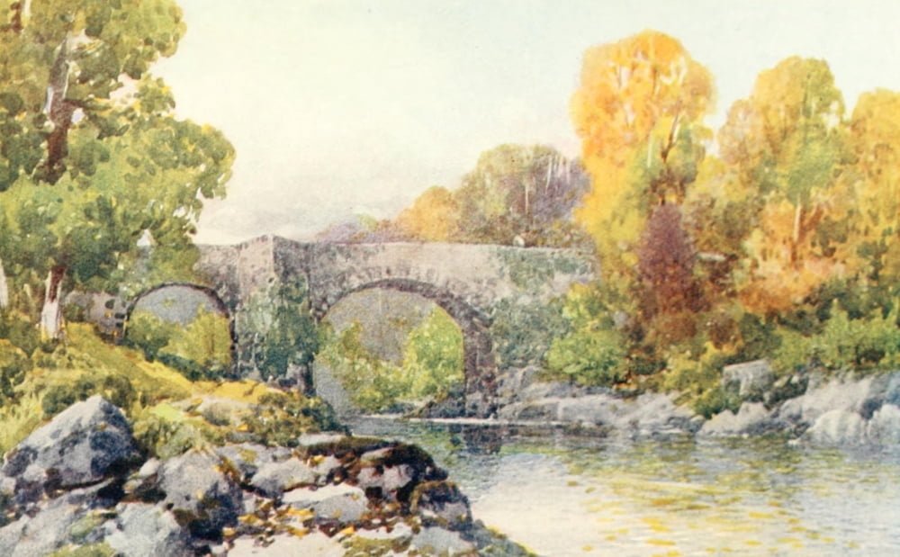 Devon 1913 Holne Bridge Canvas Art - Frederick J Widgery (18 x 24)