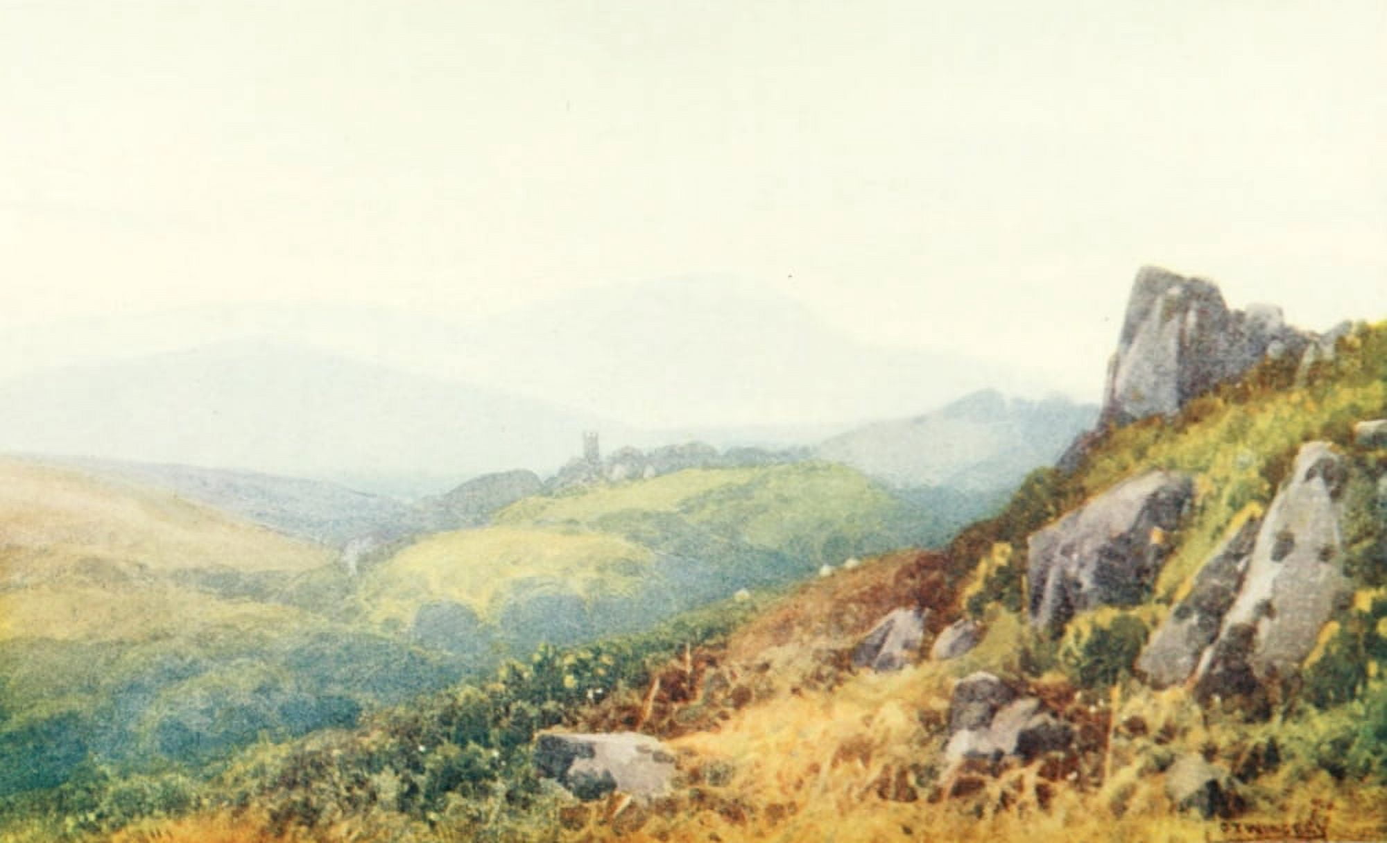 Devon 1913 Lustleigh Cleave Canvas Art - Frederick J Widgery (24 x 36)