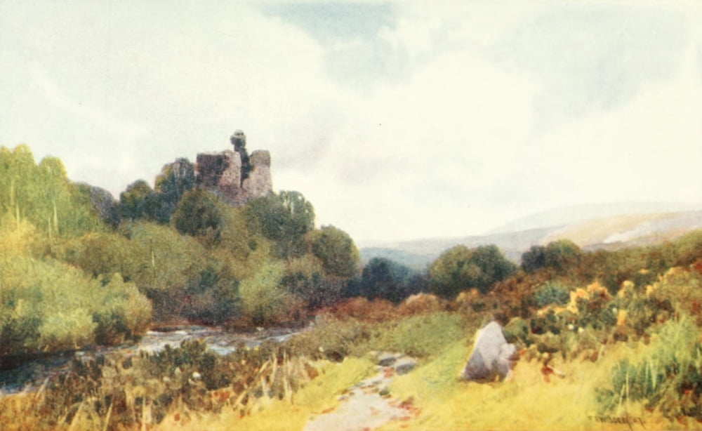 Devon 1913 Okehampton Castle Canvas Art - Frederick J Widgery (24 x 36)