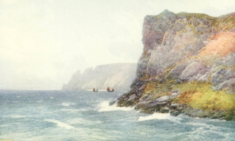 Devon 1913 Seaton Headland Canvas Art - Frederick J Widgery (24 x 36)
