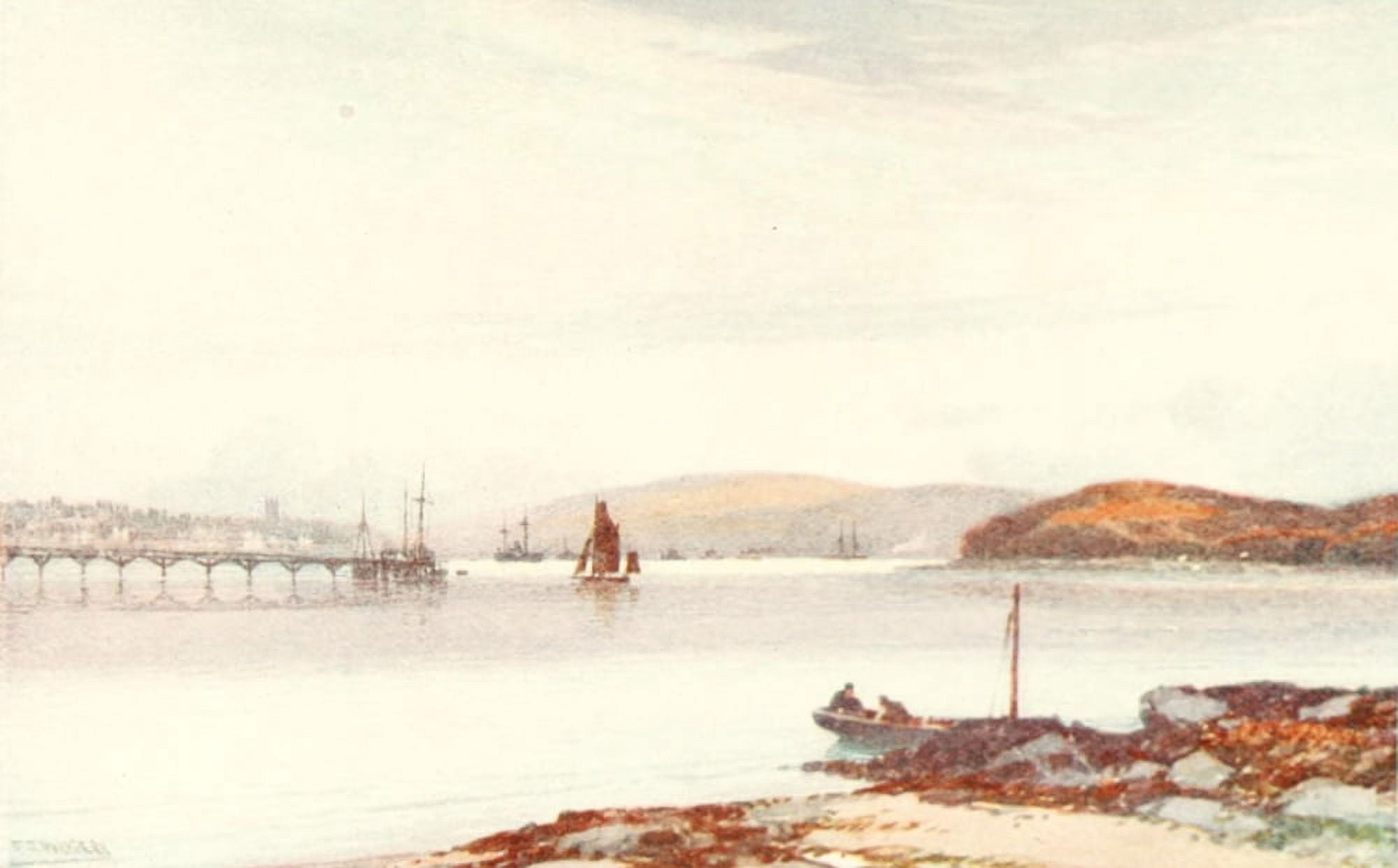 Devon 1913 Tamar near Saltash Canvas Art - Frederick J Widgery (18 x 24)