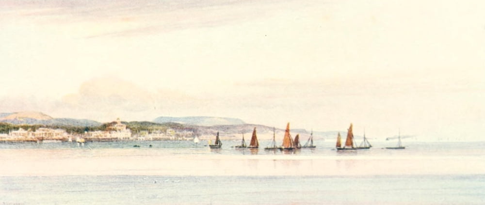 Devon 1913 Torquay from the bay Canvas Art - Frederick J Widgery (18 x 24)