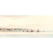 Devon 1913 Torquay from the bay Canvas Art - Frederick J Widgery 24 x 36