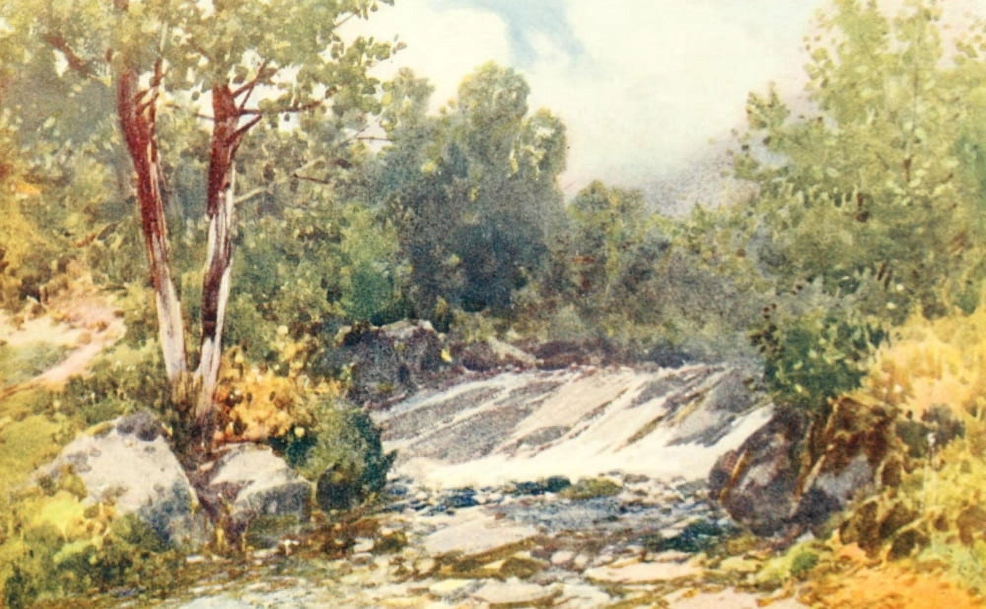 Devon 1913 Waterslide Doone Valley Canvas Art - Frederick J Widgery (24 x 36)