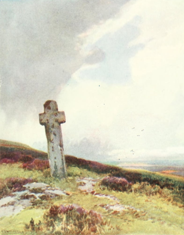 Devon 1913 Windypost or Beckamoor Cross Canvas Art - Frederick J Widgery (24 x 36)