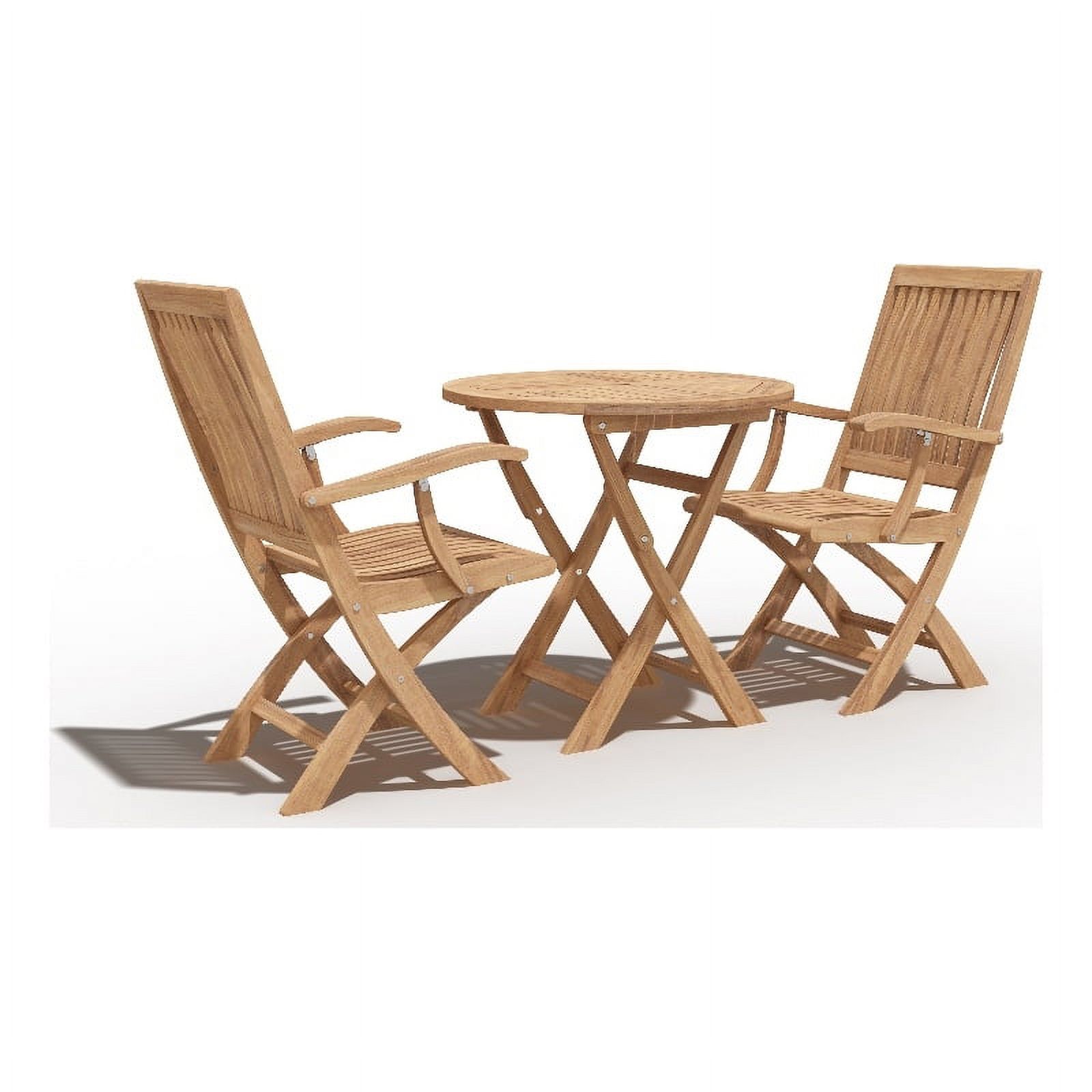 Devon 3 Piece Teak Folding Outdoor Bistro Set with Folding Table and