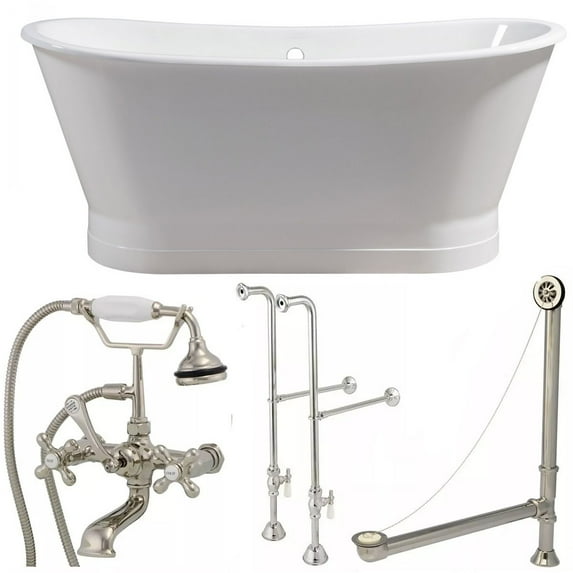 Devon 67 Inch Cast Iron Double Ended Skirted Tub and Faucet Package