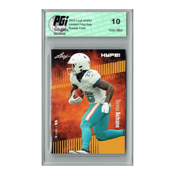 Devon Achane 2023 Leaf HYPE! #113 Gold SP, Just 25 Made Rookie Card PGI 10