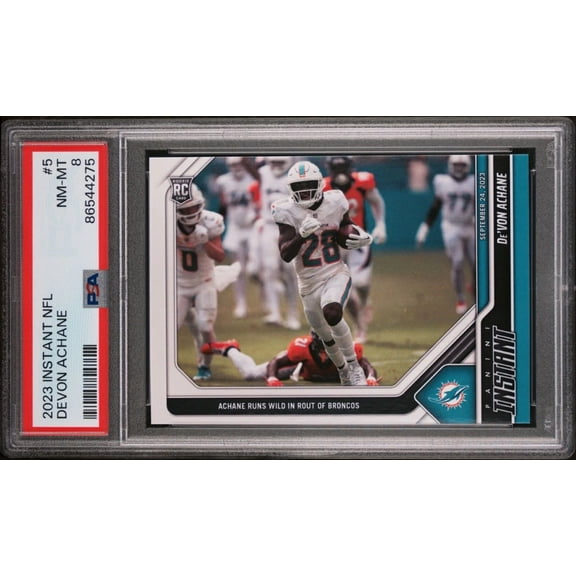 Devon Achane 2023 Panini NFL Rookie #5 Card 1 of 201 Colts PSA 8 Near Mint-Mint