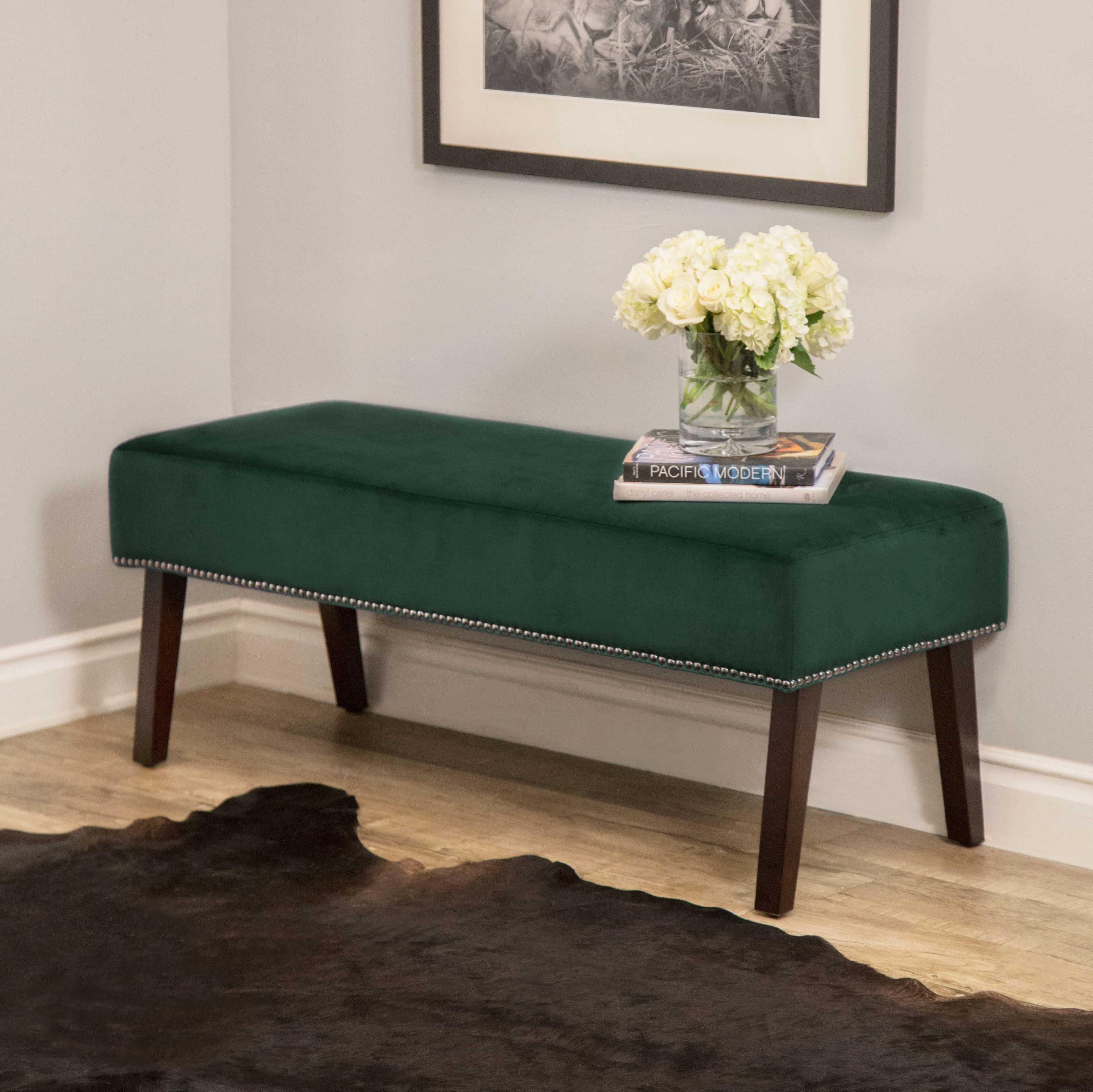 Devon Claire Alyssa Velvet Bench Emerald Green