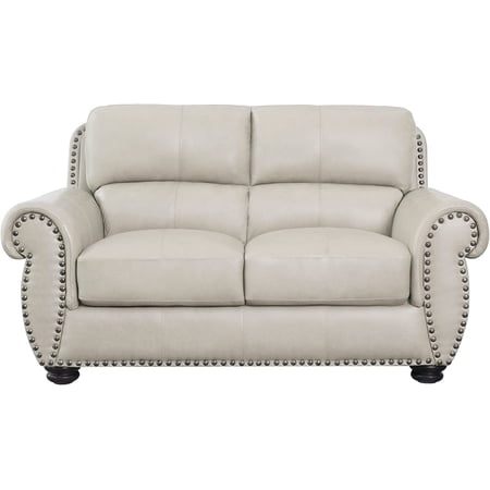 Devon & Claire Asher Leather Loveseat, Ivory