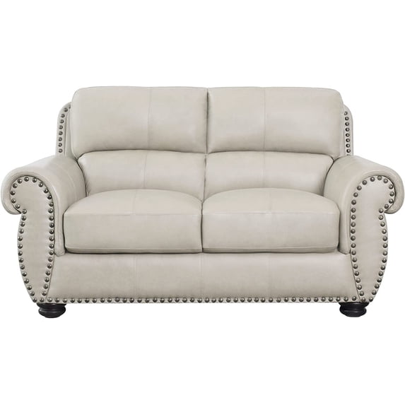 Devon & Claire Asher Leather Loveseat, Ivory