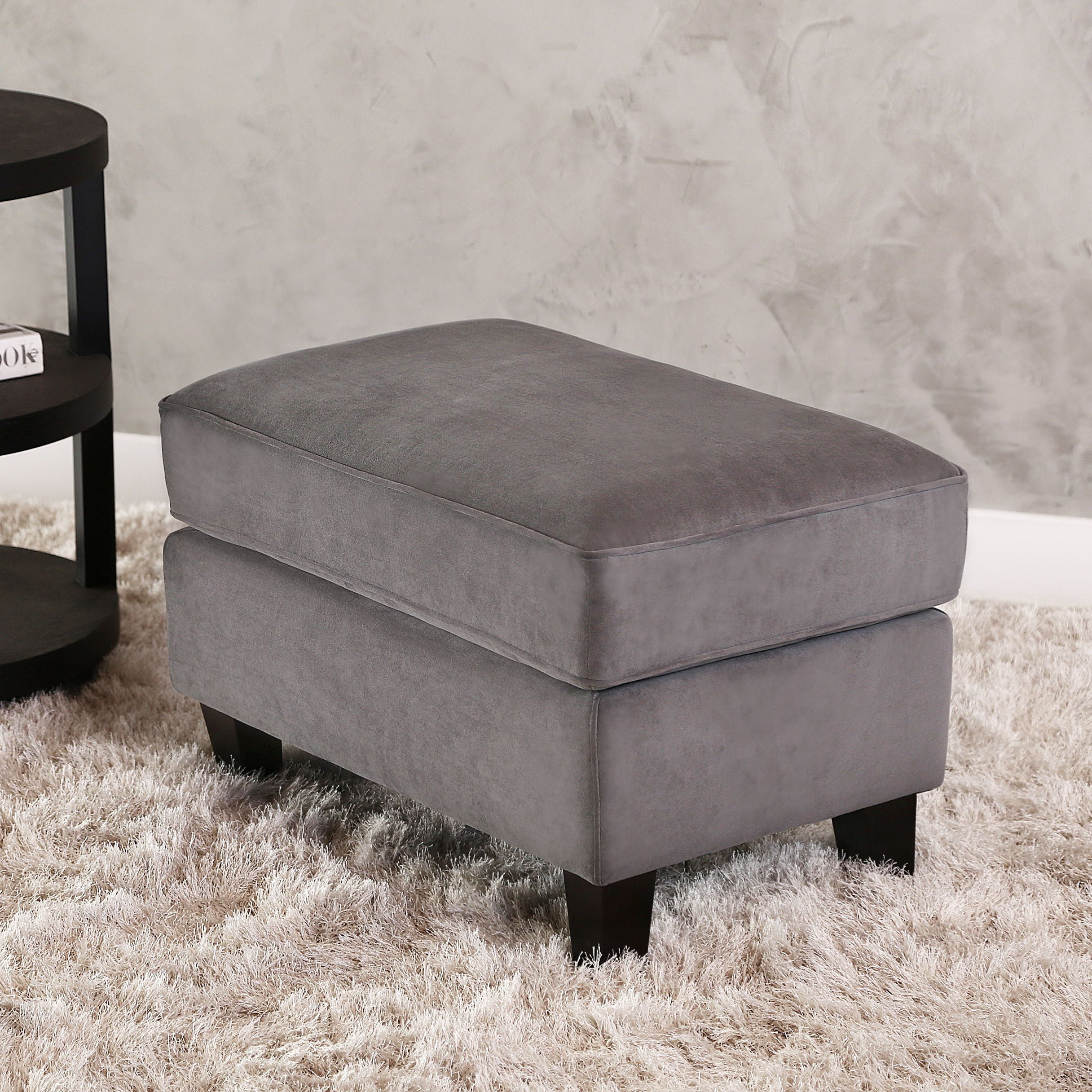 Devon & Claire Bayridge Velvet Fabric Ottoman, Gray