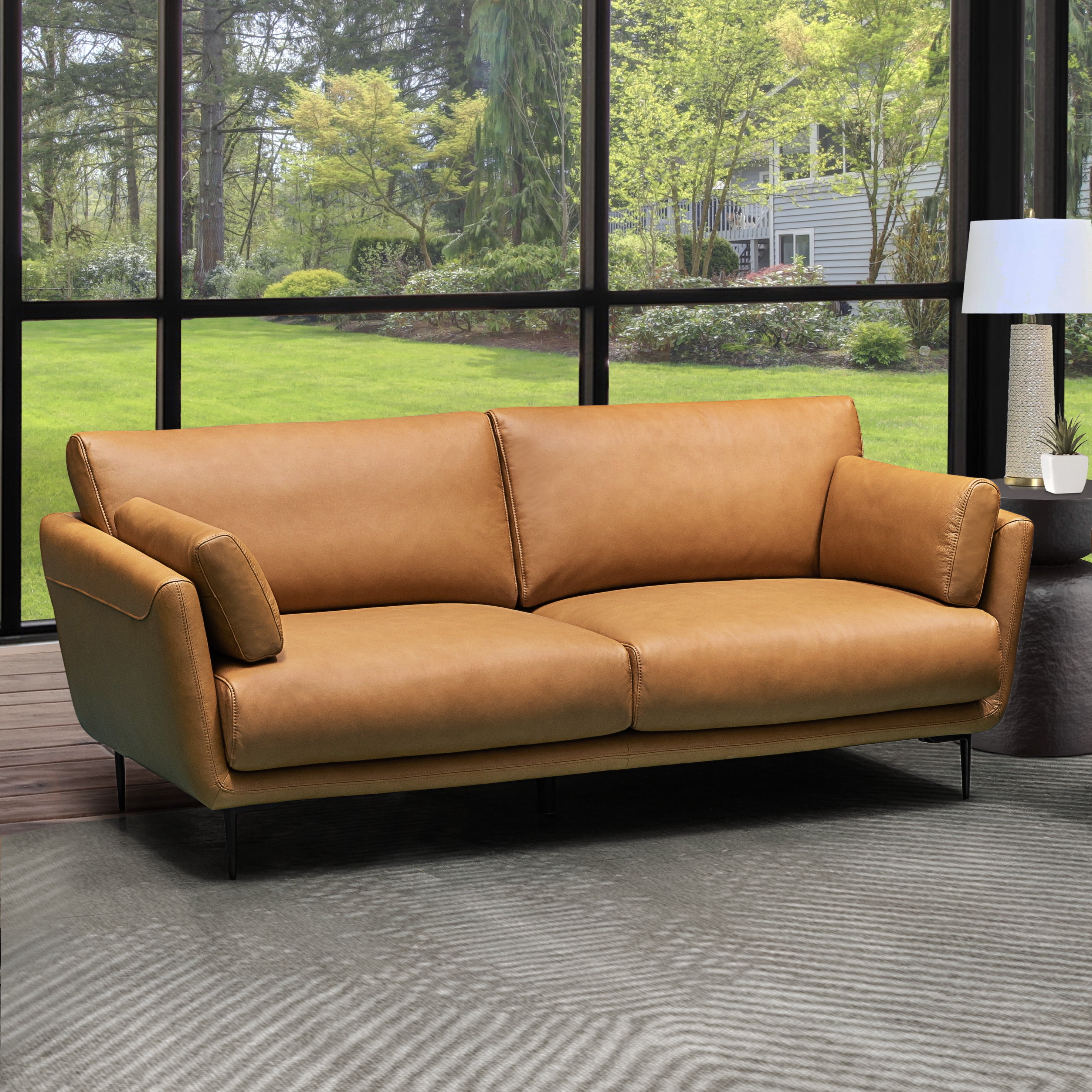 100 top 2024 grain leather sofa