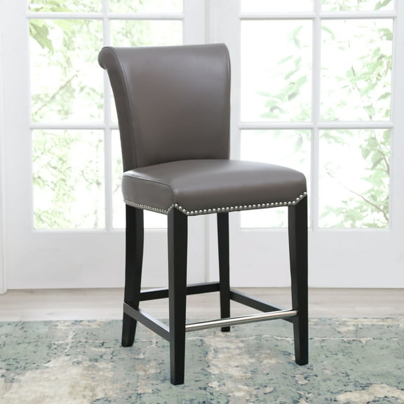 Devon & Claire Emily Gray Leather Counter Stool