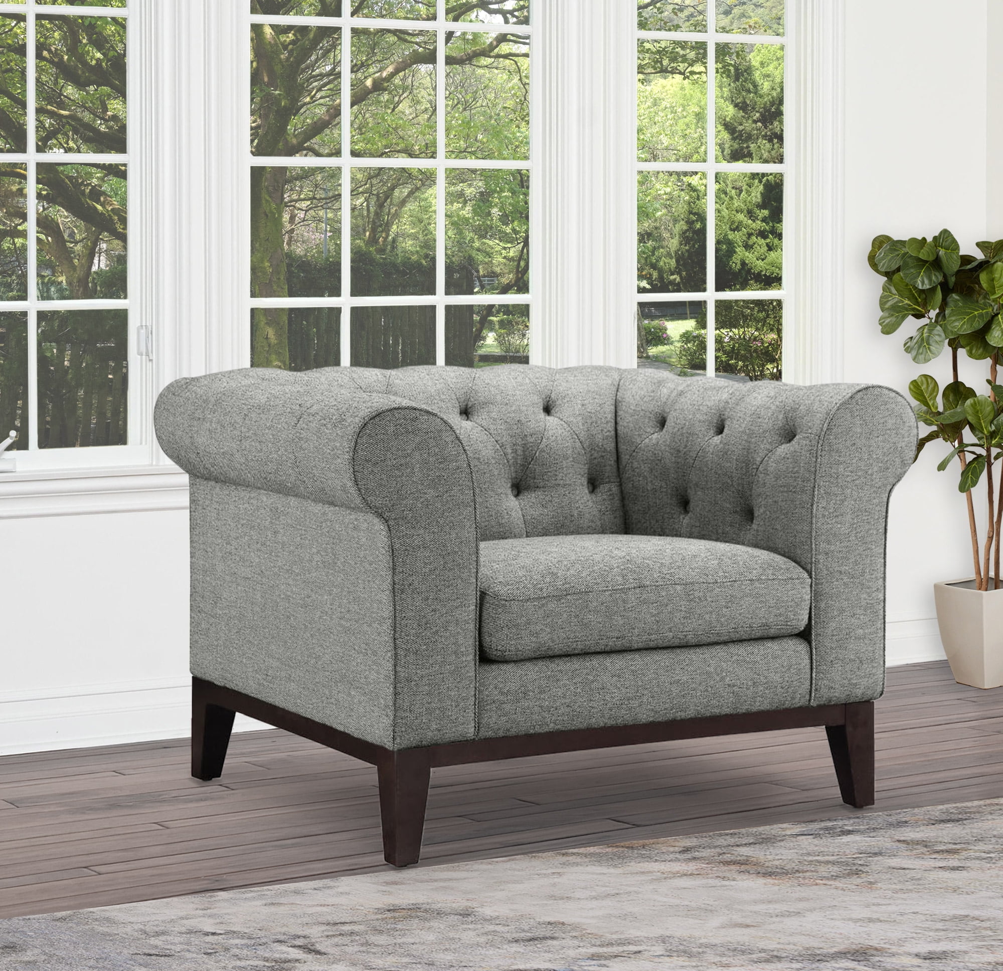 Devon & Claire Furniture Roosevelt Fabric Tufted Chair, Gray