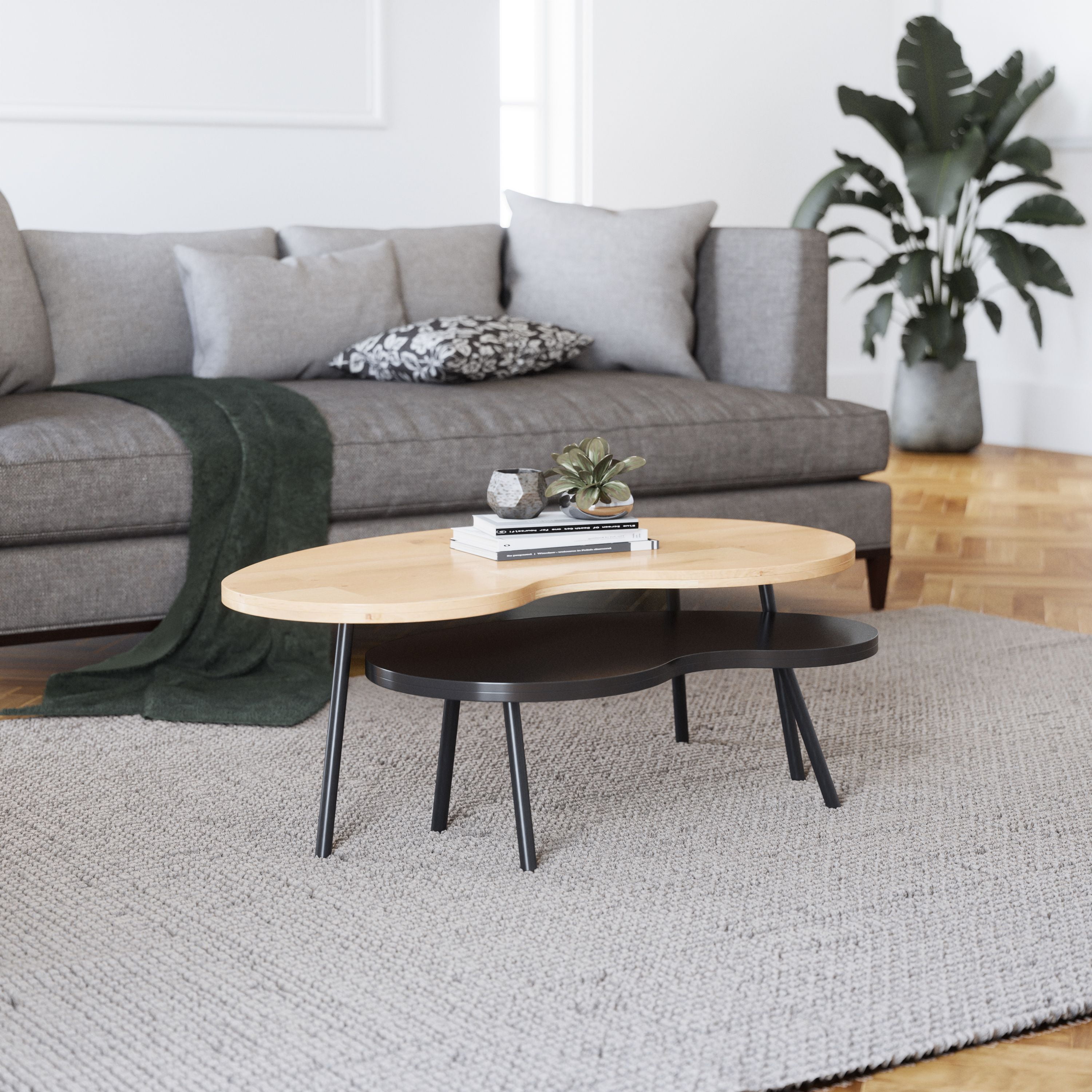 Devon & Claire Harlow Nesting Wood Mid Century Coffee Table