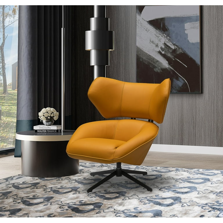 Devon Claire Kyle 100 Top Grain Leather Swivel Chair Yellow