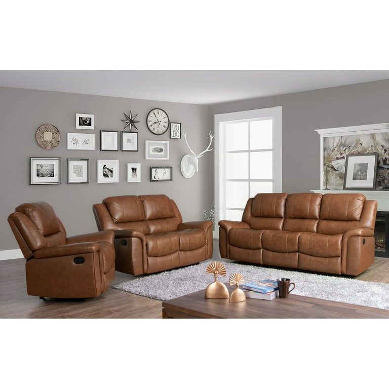 Camel leather reclining sofa online