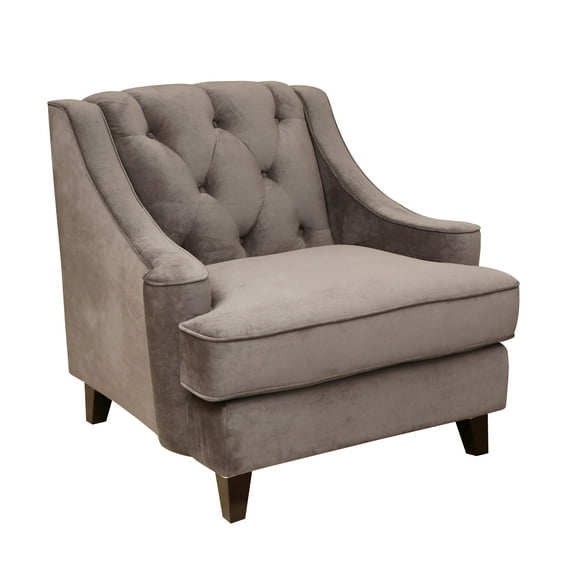 Devon & Claire Peyton Velvet Fabric Tufted Armchair, Gray