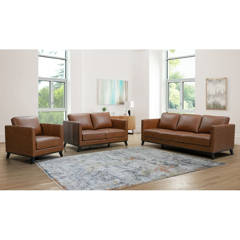 Top Grain Leather Sofa Set Deals Baci Living Room