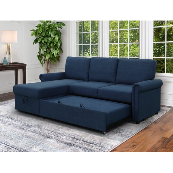 Devon & Claire Sofia Storage Sofa Bed Reversible Sectional, Navy Blue