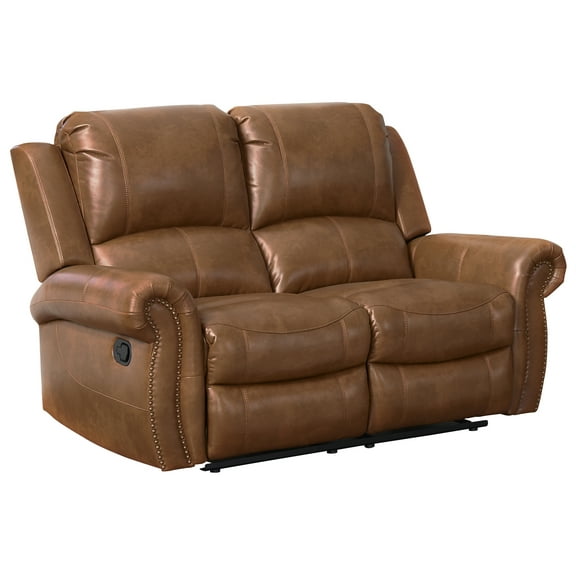 Devon & Claire Tyler Cognac Faux Leather Loveseat Recliner