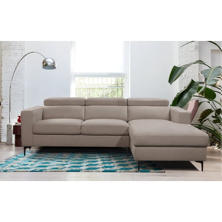Devon & Claire Victoria Stain-Resistant Fabric Sectional with Adjustable Headrests, Beige