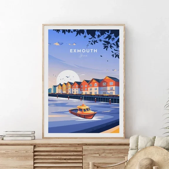 Devon Exmouth Traditional Travel Poster Art Home Decor Vintage Gift Living Room Dercor