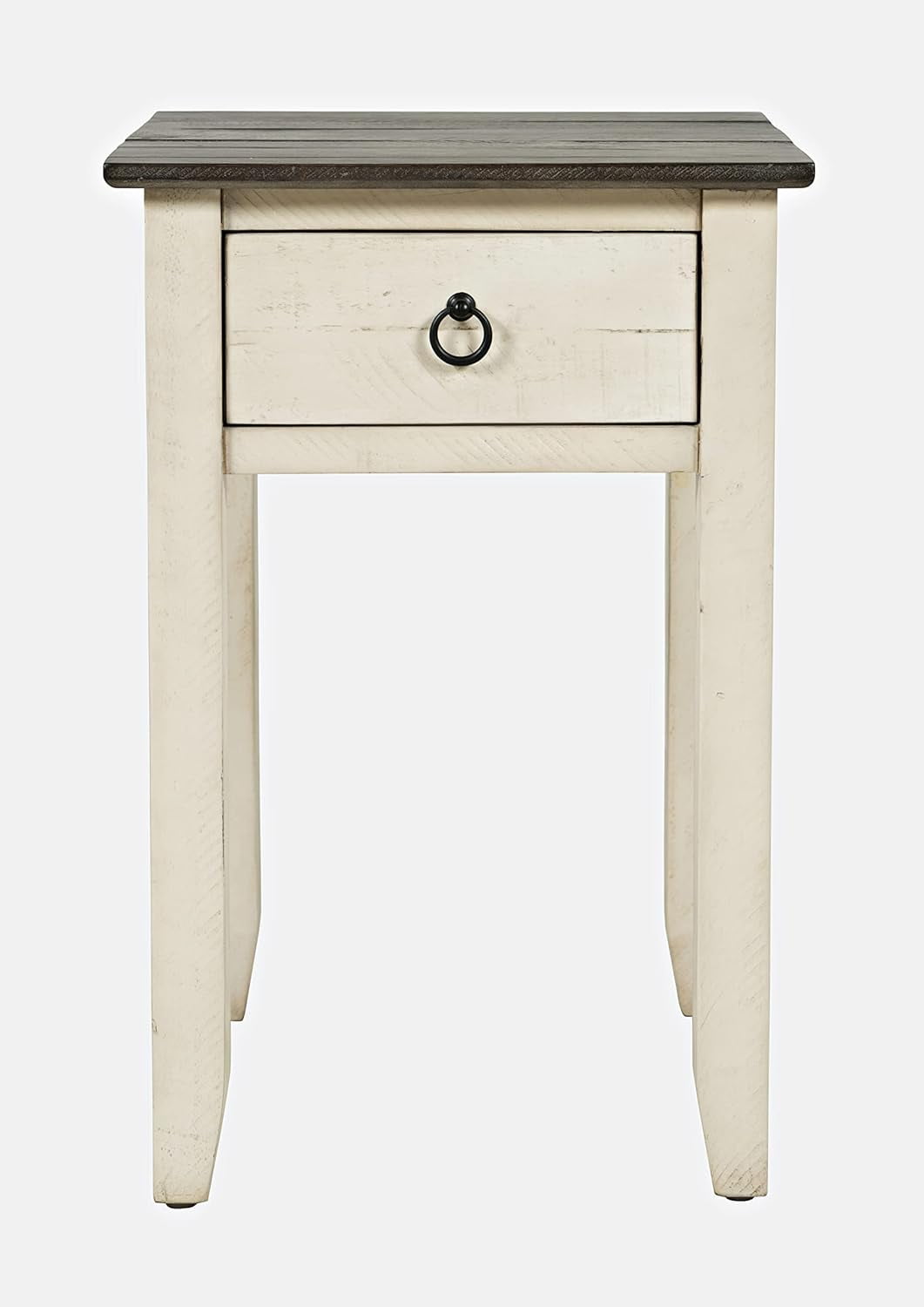 Vintage White Devon Farmhouse Pine End Table with Drawer