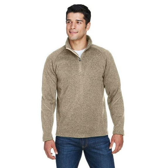 Devon & Jones DG792 Unisex Bristol Sweater Fleece Quarter-Zip Pullover-Khaki Heather-XL