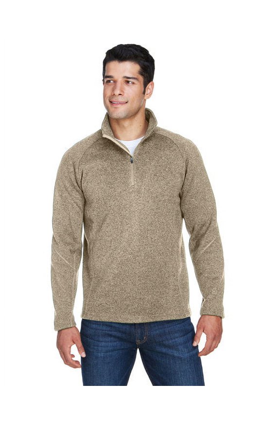 DG792 Unisex Bristol Sweater Fleece Quarter-Zip Pullover-Khaki Heather-XS