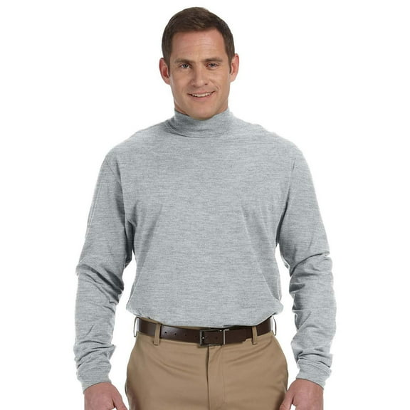 Devon & Jones Classic Devon & Jones Sueded Cotton Jersey Mock Turtleneck - Large - Grey Heather