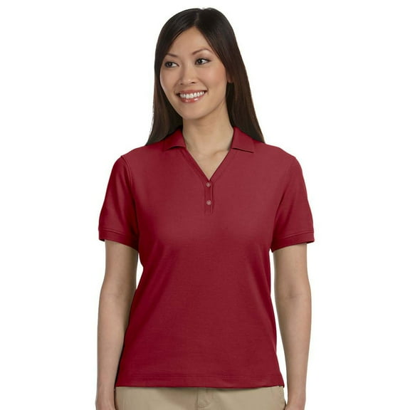 Devon & Jones Classic Devon & Jones Women'S Pima Pique Short-Sleeve Y-Collar Polo Shirt - Burgundy - Small