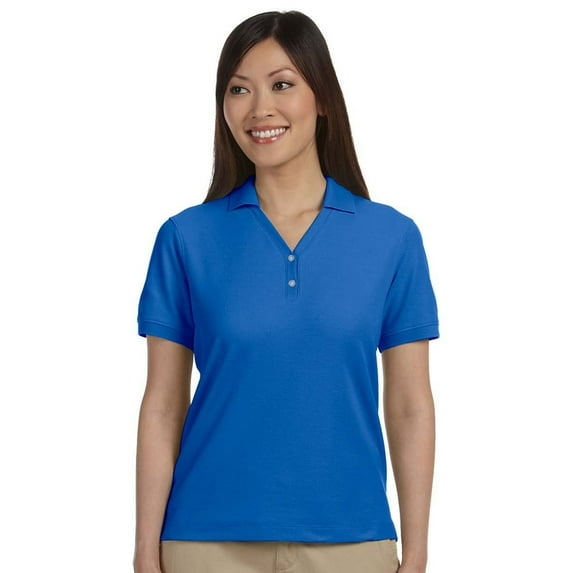 Devon & Jones Classic Devon & Jones Women'S Pima Pique Short-Sleeve Y-Collar Polo Shirt - French Blue - Large
