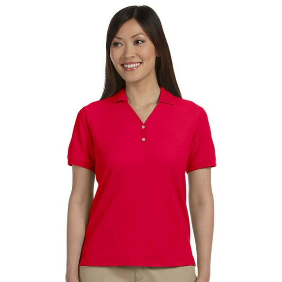Devon & Jones Classic Devon & Jones Women'S Pima Pique Short-Sleeve Y-Collar Polo Shirt - Large - Red