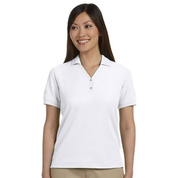 Devon & Jones Classic Devon & Jones Women'S Pima Pique Short-Sleeve Y-Collar Polo Shirt - White - Xxx-Large